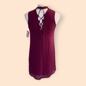 Amy Byer Plum Choker Jewel Drop Lace Back Dress